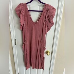 Anthropologie Daily Practice Pink Bubble Sleeve Dress